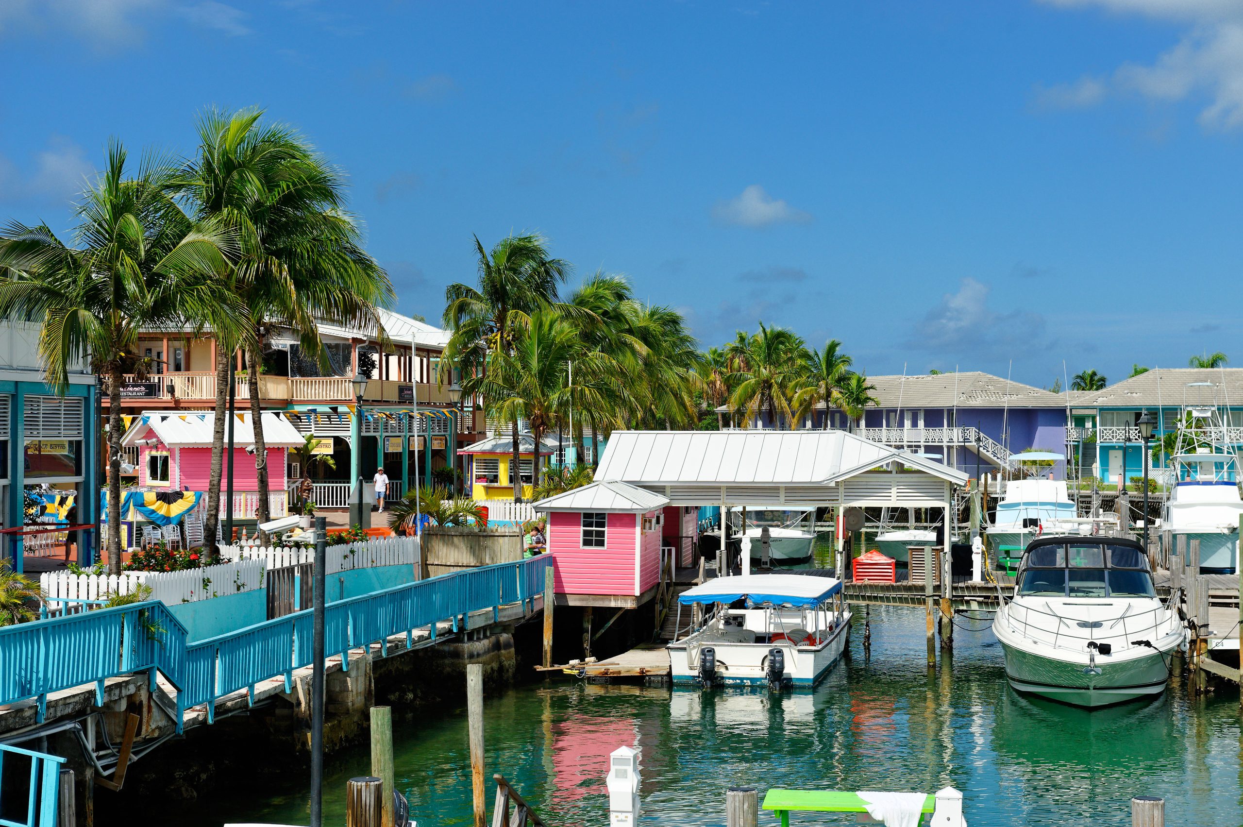 Bahamas, Grand Bahama Island, Freeport, Port Lucaya Marina, boat dock for tour boats